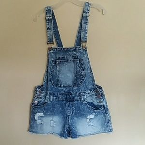 FB Sister Denim Distressed Overalls